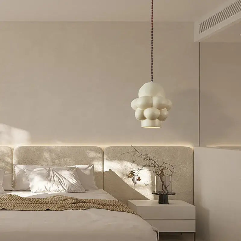 Off-white cloud-shaped pendant light with textured spherical clusters by decorbites creamy wind led for dining room