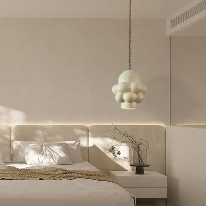 Off-white cloud-shaped pendant light with textured spherical clusters by decorbites creamy wind led for dining room