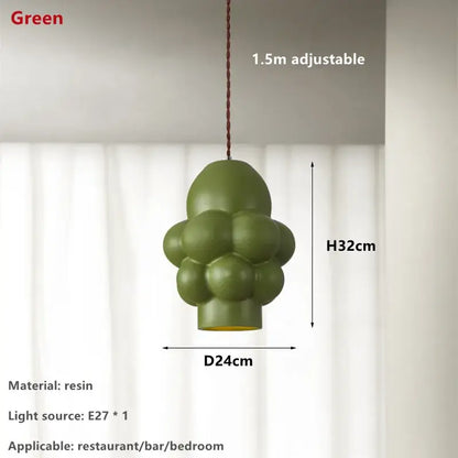 Olive green resin pendant light with rounded bubble spheres in decorbites creamy wind led cloud pendant light for dining room