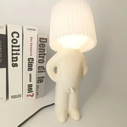 Decorbites™ creative table lamp white ceramic stylized human figure with illuminated pleated shade for bedside use