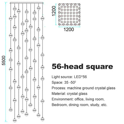 A decorbites crystal ball chandelier with 56 machine-ground crystal glass heads and modern led dining room pendant light