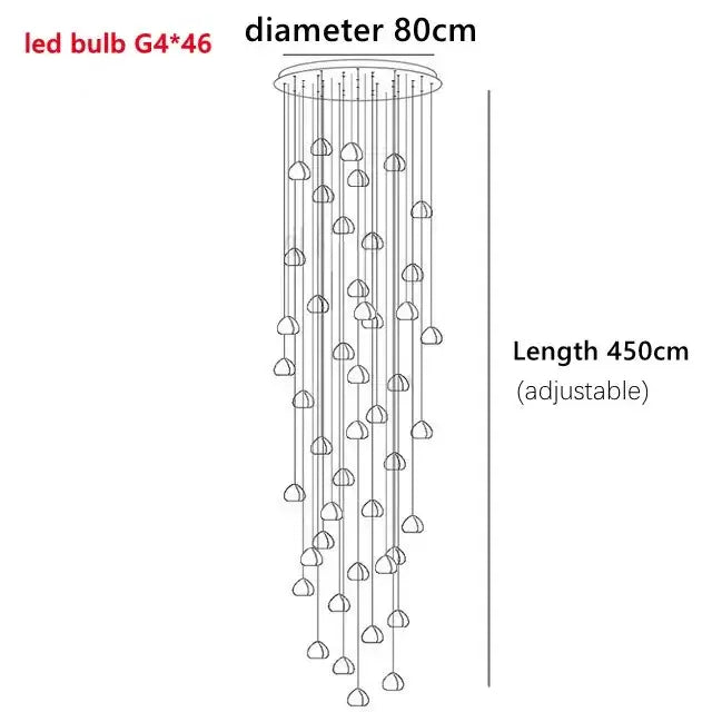 A modern decorbites crystal ball chandelier with 46 g4 led bulbs cascading from 80cm circular top for dining rooms
