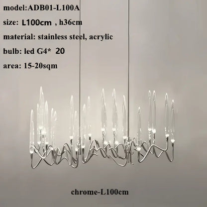 Chrome finished stainless steel and acrylic decorbites crystal branch chandelier with 20 led g4 bulbs for dining room