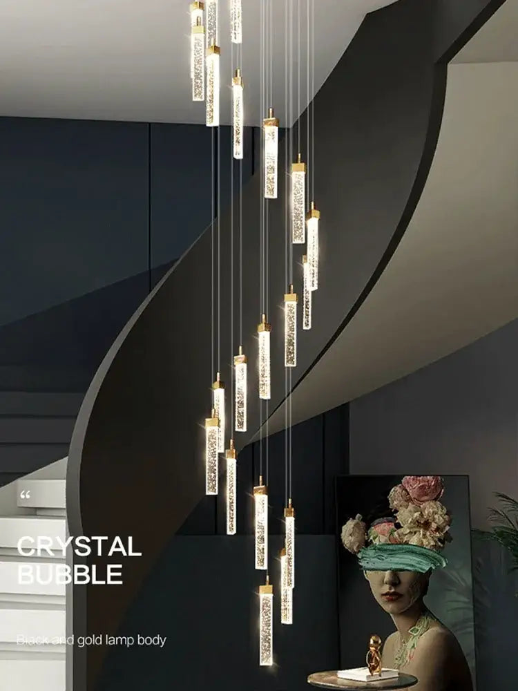 Elegant decorbites crystal ceiling chandelier with gold lamp bodies and sparkling embedded crystals for modern spaces