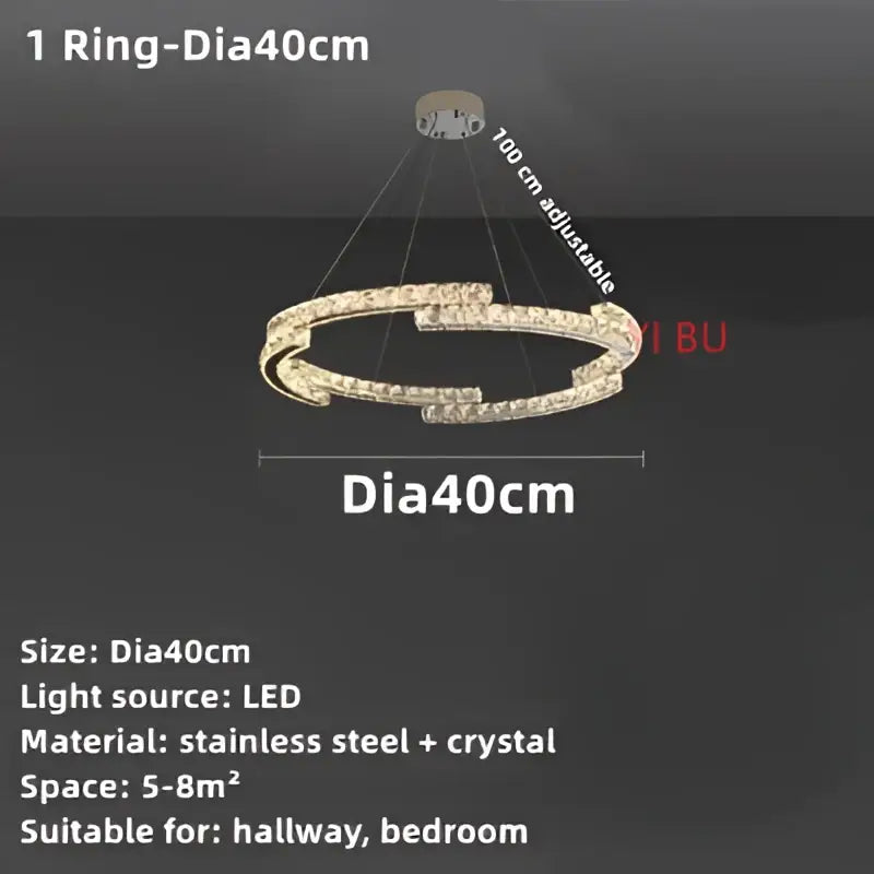 Decorbites crystal ceiling modern stainless steel led chandelier with circular frame and crystal accents for indoor use