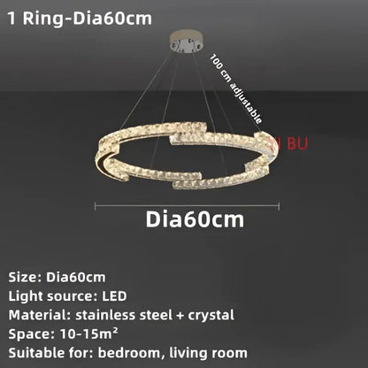 A modern decorbites crystal ceiling chandelier with a circular led design and stainless steel frame for indoor use