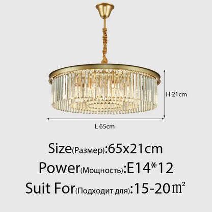 Gold-toned DecorBites crystal ceiling chandelier with cascading clear crystal prisms and twisted brass chain for living room