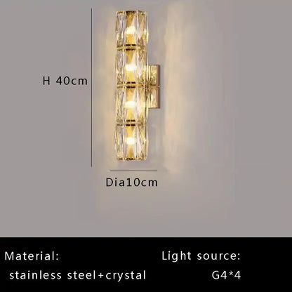 A modern decorbites crystal ceiling lamp with stacked faceted crystals in stainless steel for living room and bedroom