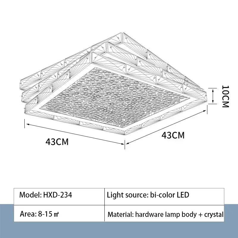 DecorBites™ crystal ceiling lamp with 43cm gold hardware body, crystal accents, and bi-color LED lighting