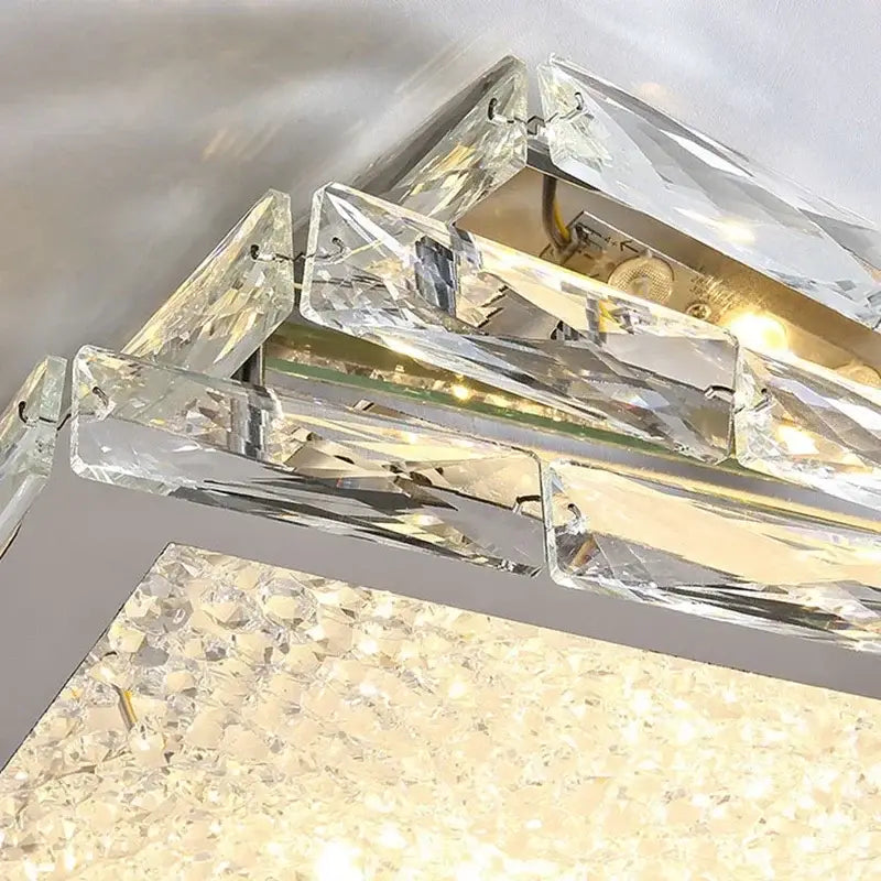 Decorbites™ crystal ceiling lamp with modern gold finish and faceted glass prisms for luxury indoor lighting