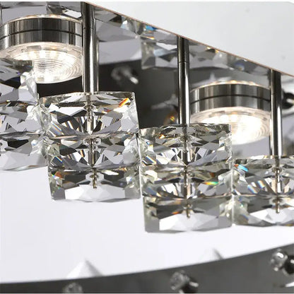 DecorBites crystal ceiling lamp with faceted clear glass cubes and polished chrome fixtures for modern luxury lighting