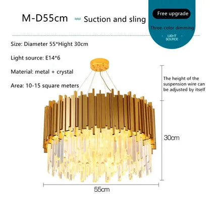 Decorbites crystal ceiling lamp gold-toned metal and crystal tiered design modern luxury ceiling lamp for living room