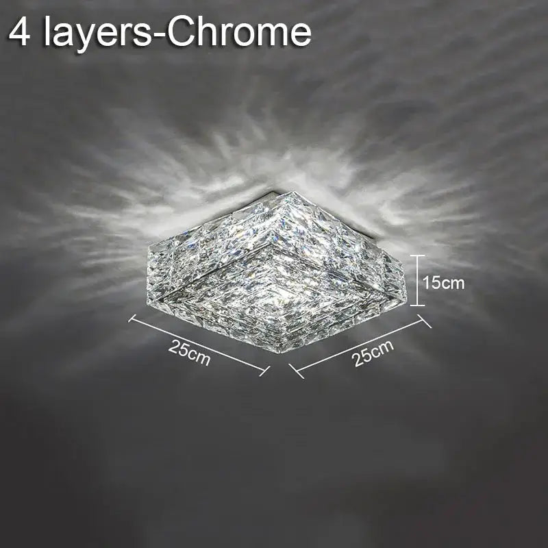 Chrome-finished multi-layered decorbites crystal ceiling lamp with faceted crystal design for modern indoor lighting