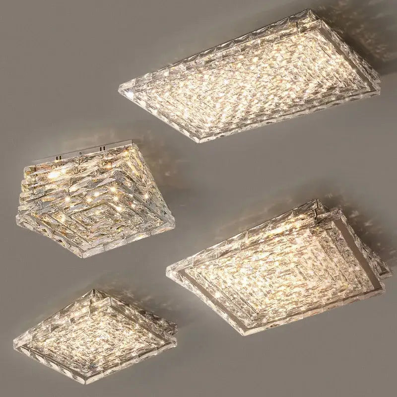 Clear faceted decorbites crystal ceiling lamp with modern geometric design for indoor living room and bedroom lighting