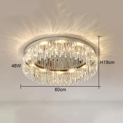 Decorbites crystal ceiling lamp with chrome finish and cascading clear crystal prisms for modern indoor lighting