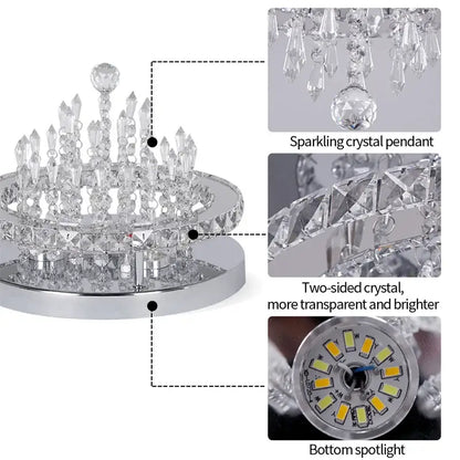 Decorbites crystal ceiling multi-tiered crystal ceiling lamp with chrome base and smart led spotlight illumination