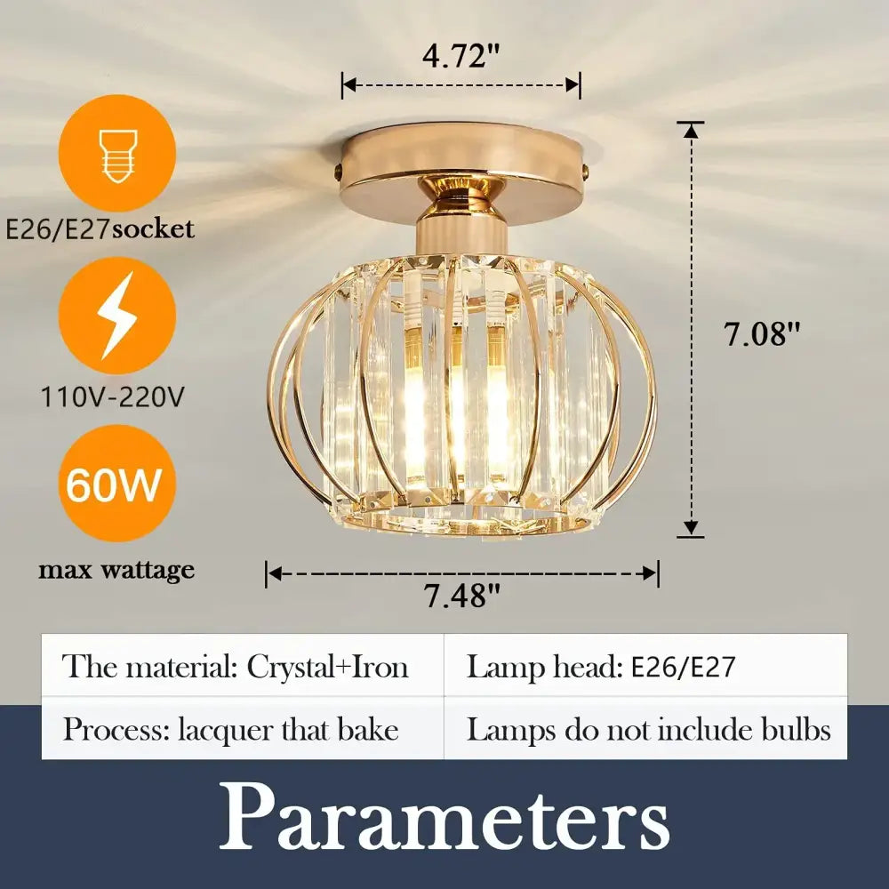Gold-toned crystal ceiling light with iron spherical cage design decorbites crystal ceiling light fixture modern chandelier