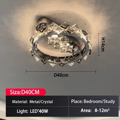 Modern decorbites crystal ceiling light with sleek metallic frame and clear crystals in oval design for living room and bedroom