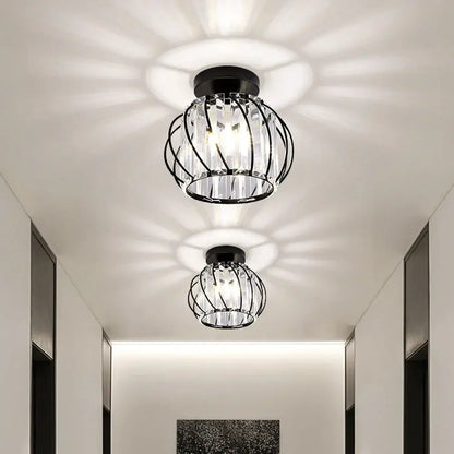 Black metal cage ceiling light with clear crystal accents by decorbites crystal ceiling light for indoor use