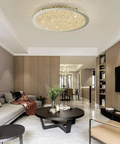 DecorBites crystal ceiling light with sparkling gold crystals and sleek silver frame for home living room or bedroom