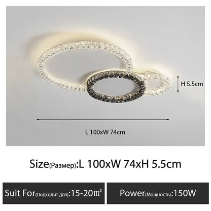 Modern decorbites crystal ceiling light with crystal-encrusted rings and sleek metallic finish for indoor luxury lighting