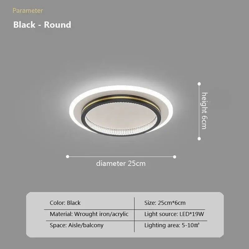Black round decorbites crystal ceiling light featuring a central led ring with crystal accents in wrought iron frame
