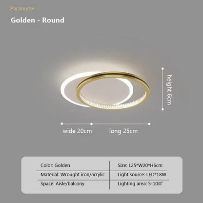 Golden round decorbites crystal ceiling light with double-ring design and acrylic ring embedded with crystals