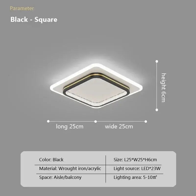 DecorBites crystal ceiling lights with black square LED light and wrought iron acrylic frame for modern ceiling lights