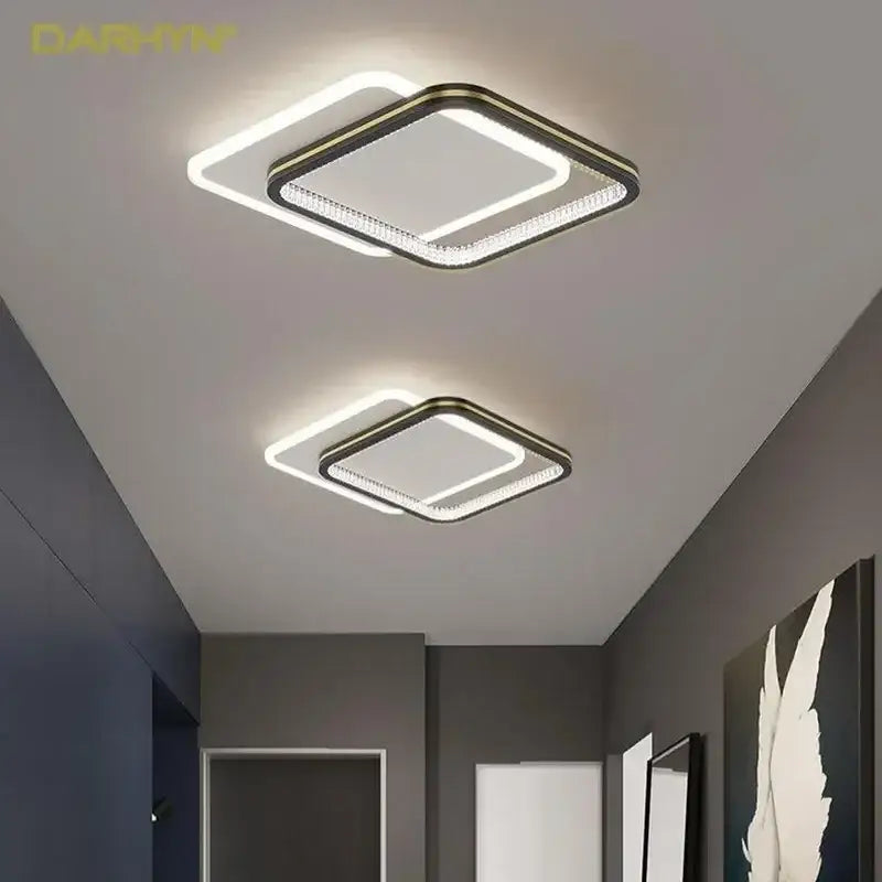 DecorBites crystal ceiling light with modern square led design, sleek metallic frame, and glowing white illumination