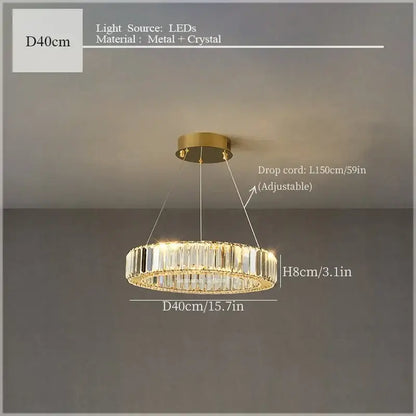 Gold-toned decorbites crystal ceiling pendant chandelier with clear crystal accents and led lighting for luxe room decor