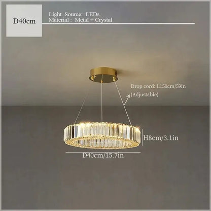 Gold-toned decorbites crystal ceiling pendant chandelier with clear crystal accents and led lighting for luxury room decor