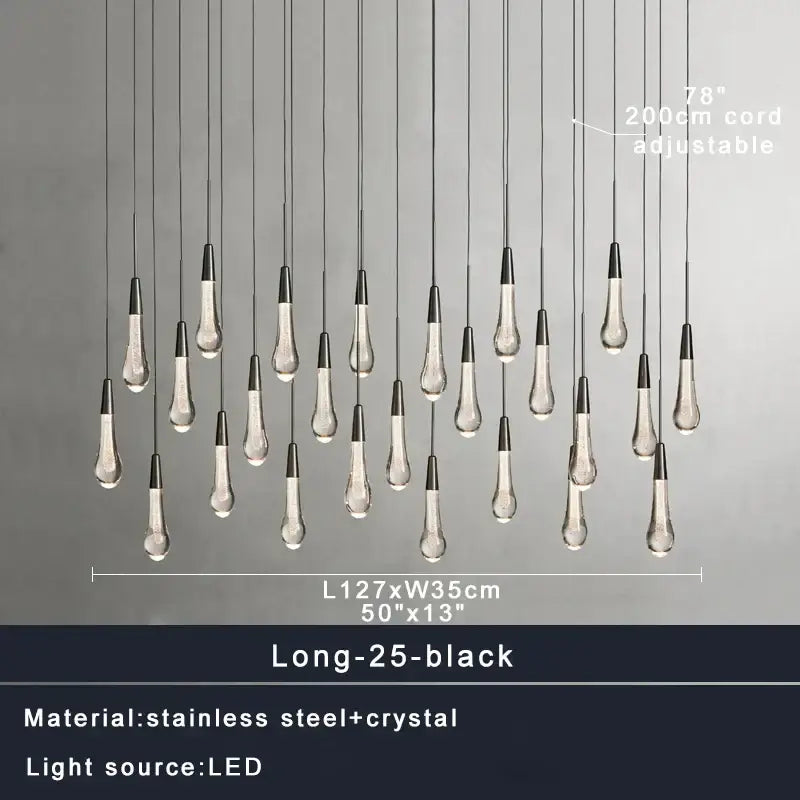 Modern black and clear crystal decorbites crystal ceiling pendant lights with adjustable cords for luxury dining room lighting