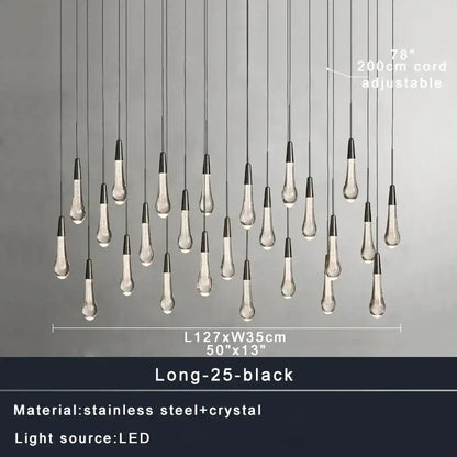 Modern black and clear crystal decorbites crystal ceiling pendant lights with adjustable cords for luxury dining room lighting