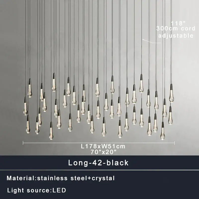 Modern black and clear crystal decorbites crystal ceiling pendant lights with stainless steel accents for dining room lighting