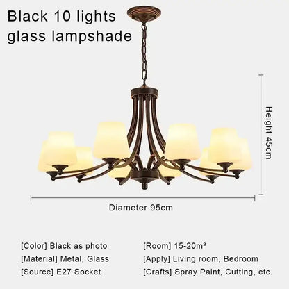 Black metal decorbites crystal chandelier with ten frosted glass lampshades for modern chandelier ceiling lights