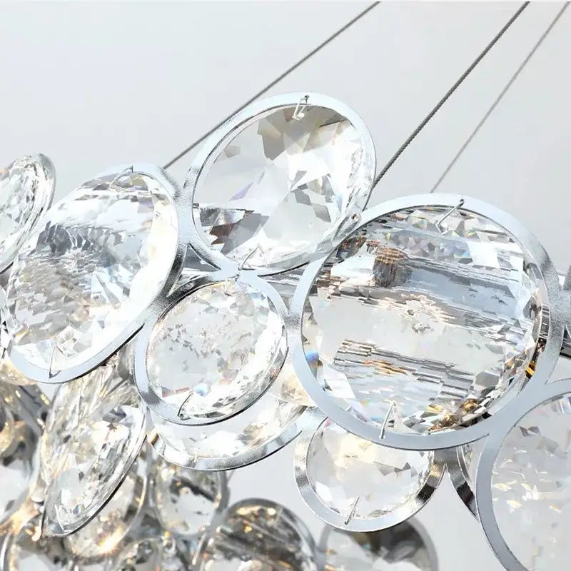 Decorbites crystal chandelier pendant light fixture with clear faceted crystal pendants and chrome frame for luxury décor