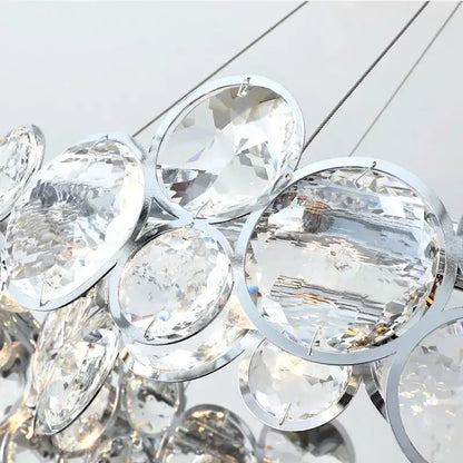 Decorbites crystal chandelier pendant light fixture with clear faceted crystal pendants and chrome frame for luxury décor