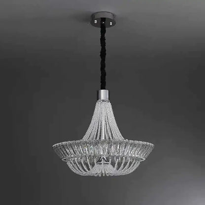 Modern decorbites crystal chandelier with chrome finish and cascading clear glass beads for living room lighting