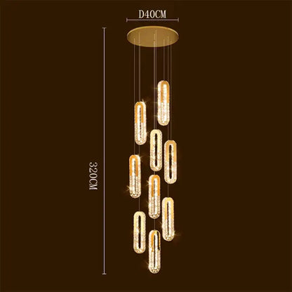Gold-toned decorbites crystal chandelier with elongated oval crystal pendants pendant lights for dining room ceiling lighting