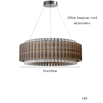 Modern two-tiered decorbites crystal chandelier with amber and clear glass rods dimmable led for living room décor
