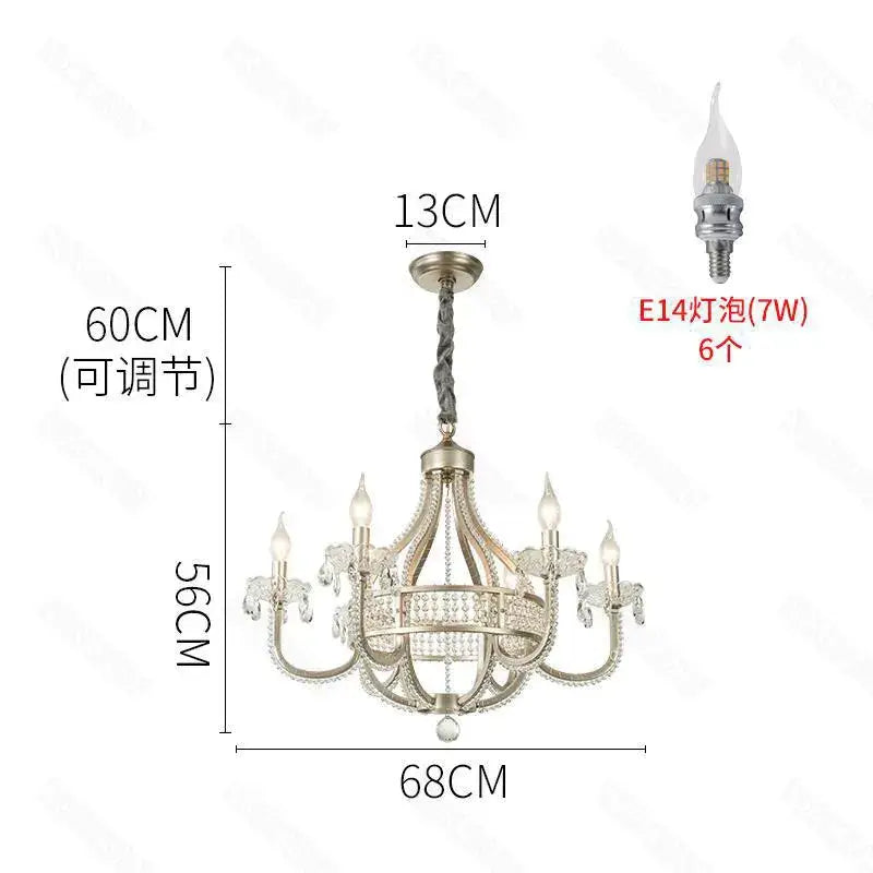 Elegant silver-toned decorbites crystal chandelier with crystal accents and six e14 bulbs for living and dining rooms