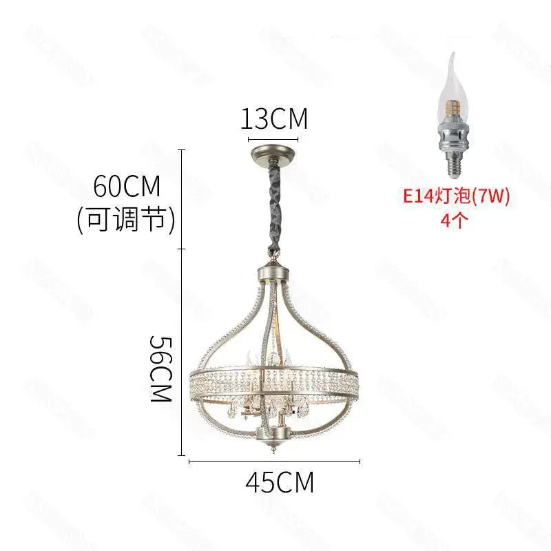Silver-toned decorbites crystal chandelier with twisted chain suspension and four e14 bulbs for living room lighting