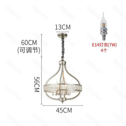Silver-toned decorbites crystal chandelier with twisted chain suspension and four e14 bulbs for living room lighting