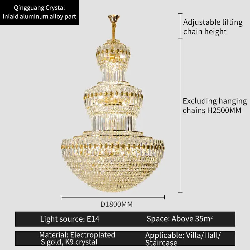 DecorBites crystal chandelier with cascading k9 crystals electroplated gold accents and adjustable lifting chain for versatile installation