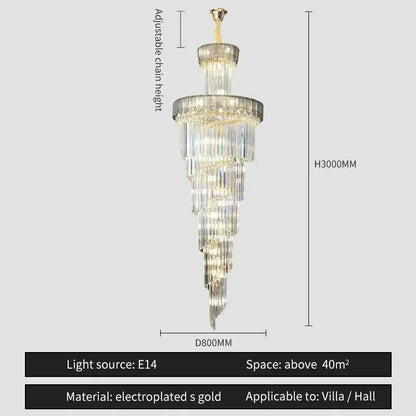Elegant decorbites crystal chandelier with tiered crystals electroplated gold finish and adjustable chain for villa lighting