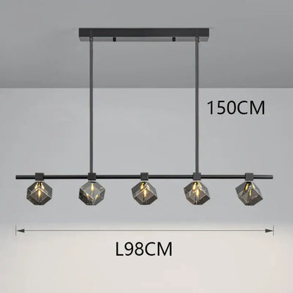 Modern black metal decorbites crystal chandelier with five faceted crystal glass shades for living and dining rooms
