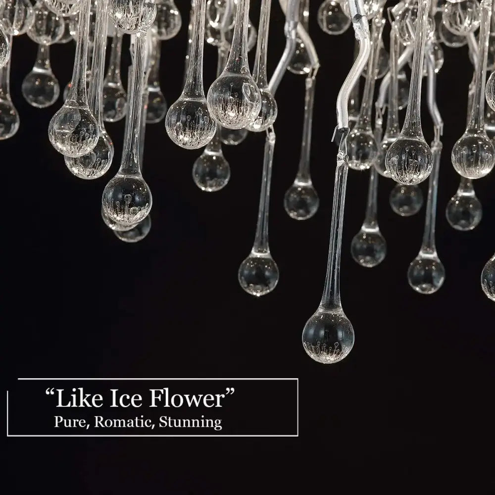 Clear glass teardrop crystal chandelier elements with intricate frosted detailing for living room lamp package