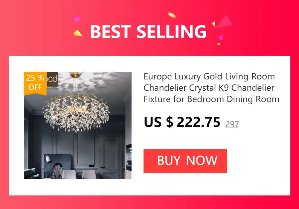 Gold-toned decorbites crystal chandelier with dangling crystals for living room lamp package lighting fixture