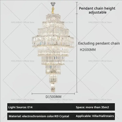 DecorBites crystal chandelier with clear k9 crystals and electrochromism color light for luxury living room decor