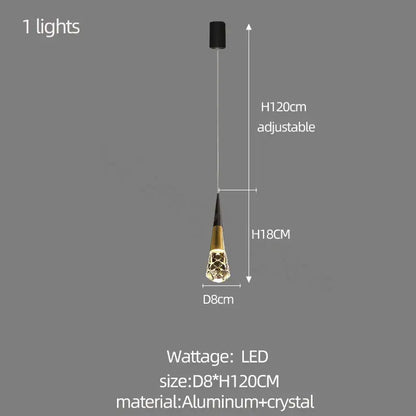 A sleek decorbites crystal chandelier with black and gold finish and intricate crystals for stairwell lighting